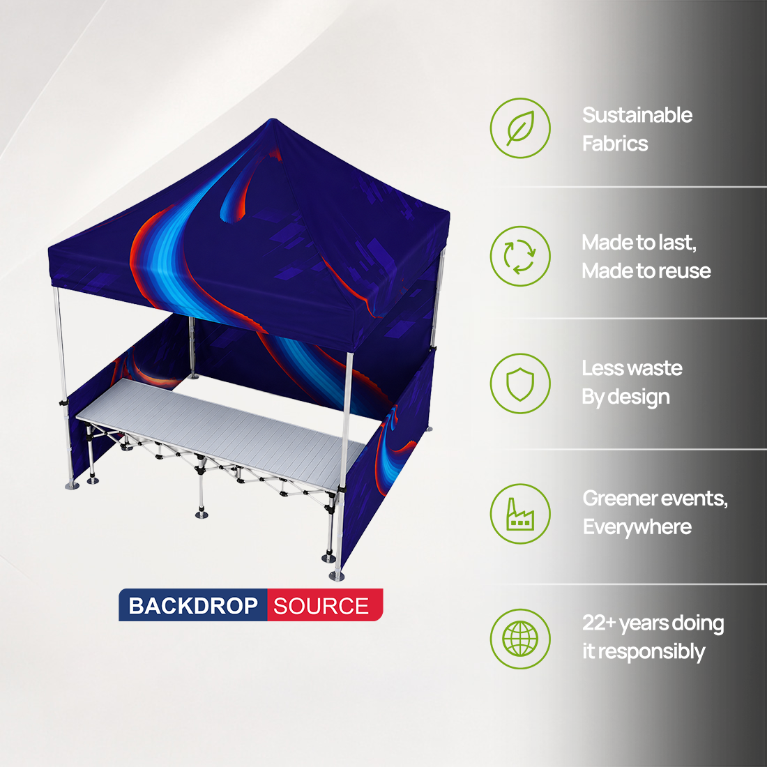 3m x 3m Fabric Event Tent with Folding Counter Table