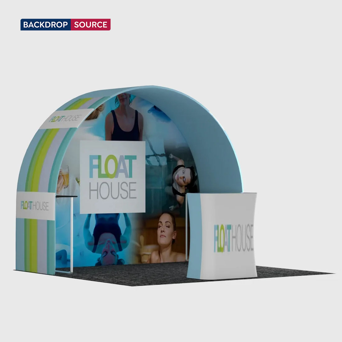 3x3m Round Arch Booth Kit with Shelving & Counter