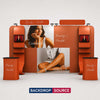 3x6m Booth Kit with 6m Backwall, Waterfall TV Shelves & Counters
