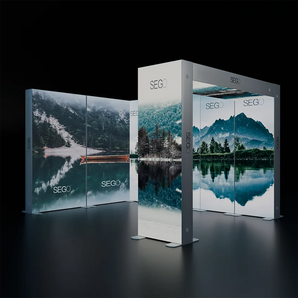 4.5x3m Backlit SEG Booth Kit with L-Arches & 4 Sidewalls