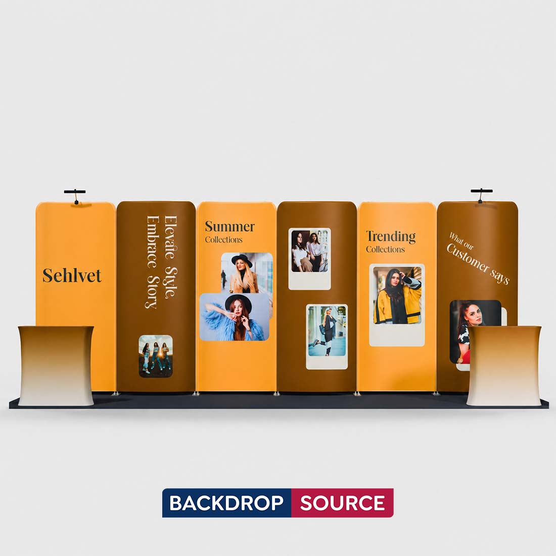 3x6m Magnetic Curved Wall Booth Kit with 2 Counters
