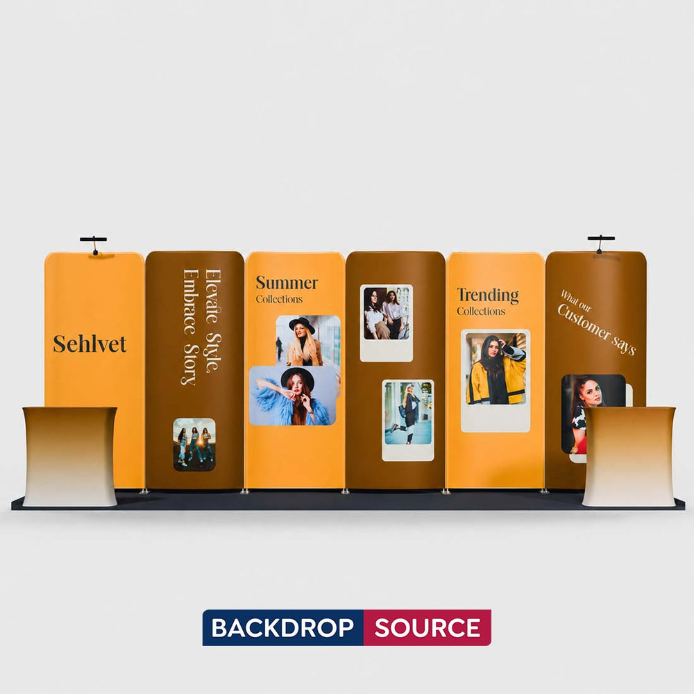 3x6m Magnetic Curved Wall Booth Kit with 2 Counters