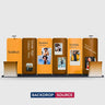 3x6m Magnetic Curved Wall Booth Kit with 2 Counters
