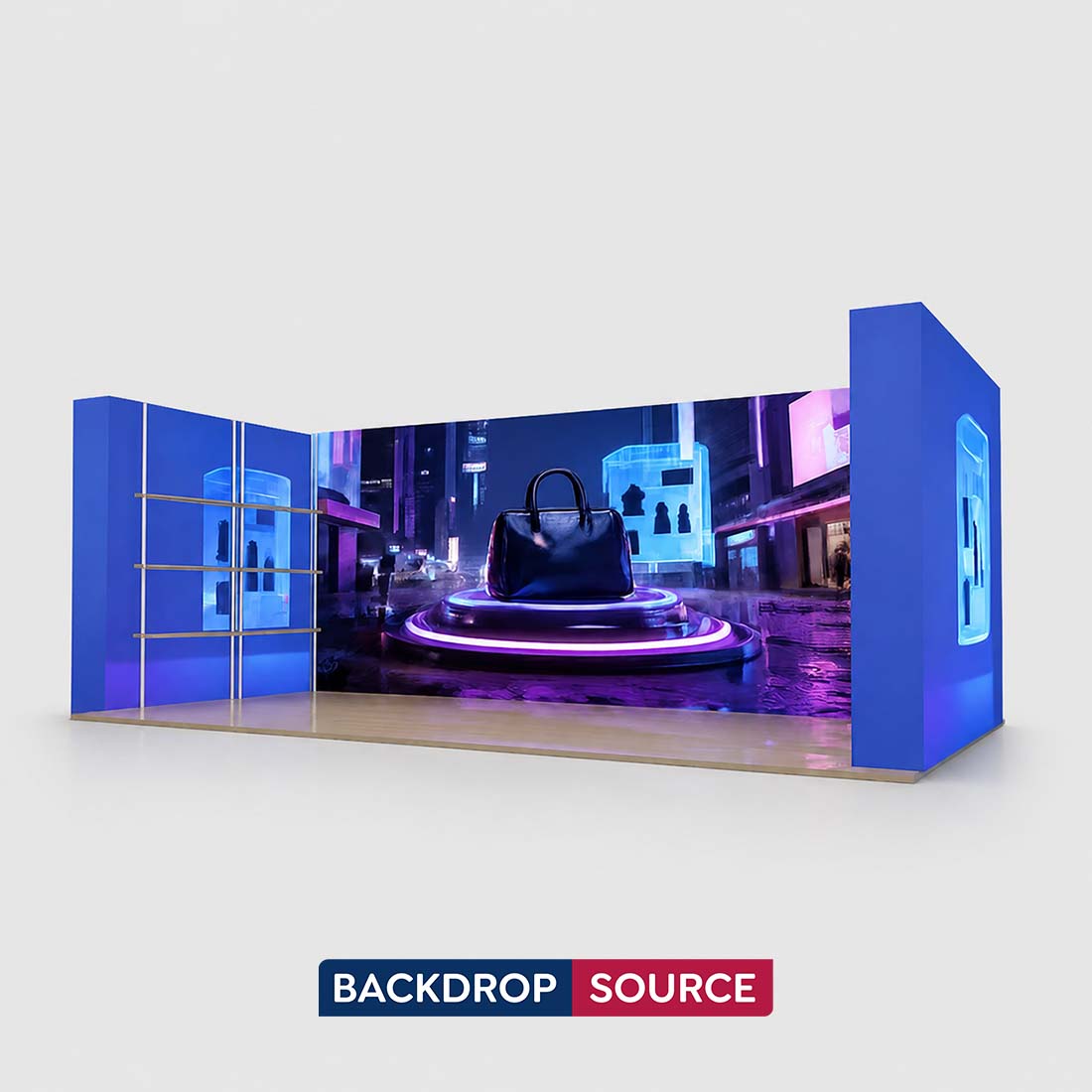 3x6m 3D Media Wall Booth Kit with 12 Display Shelves