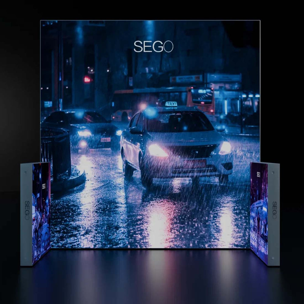3x3m Backlit SEG Three-Wall Booth Kit with 2 Sidewalls