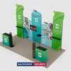 3x6m Booth Kit with Inclined Walls, 3D Shelf Stands & 2 Counters