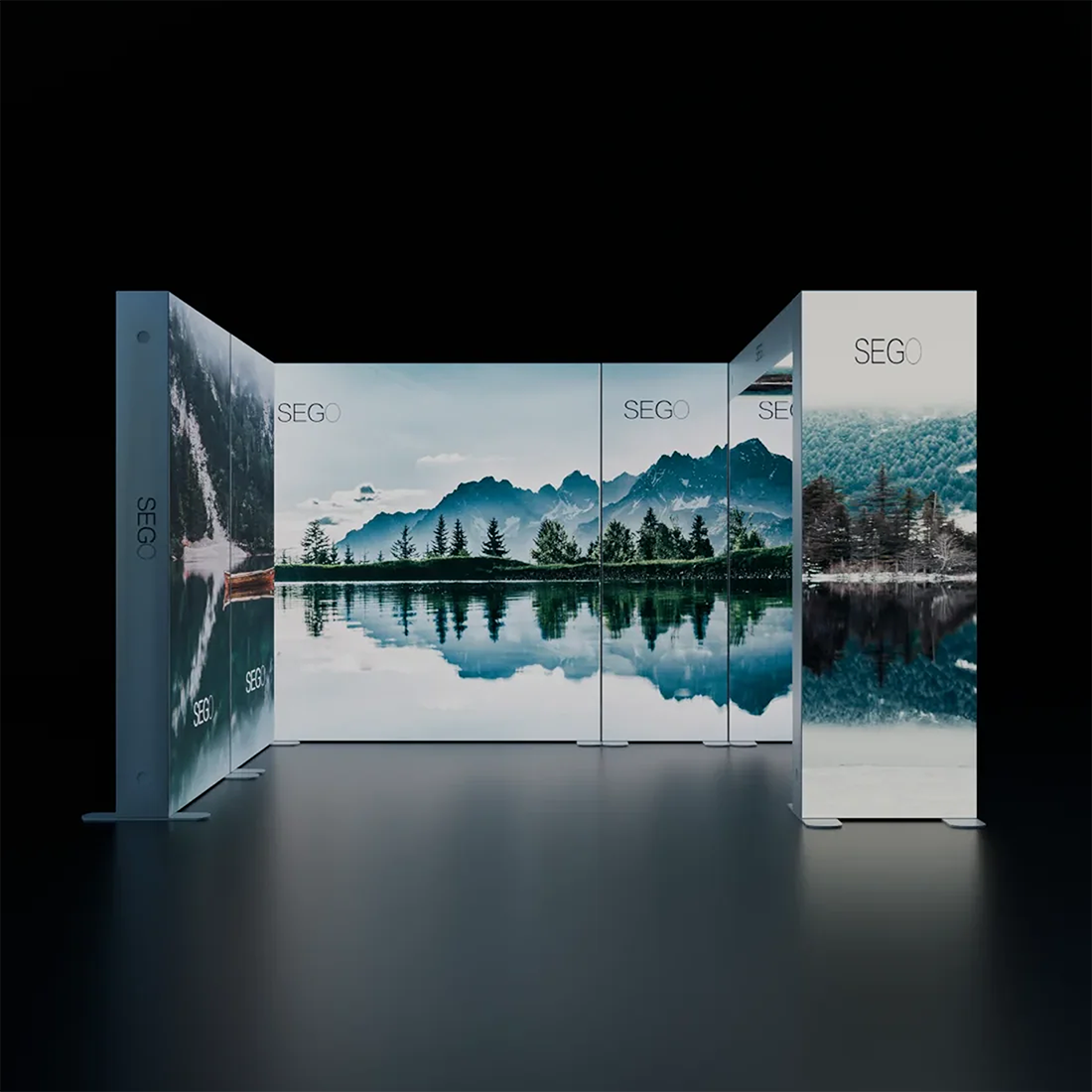 4.5x3m Backlit SEG Booth Kit with L-Arches & 4 Sidewalls
