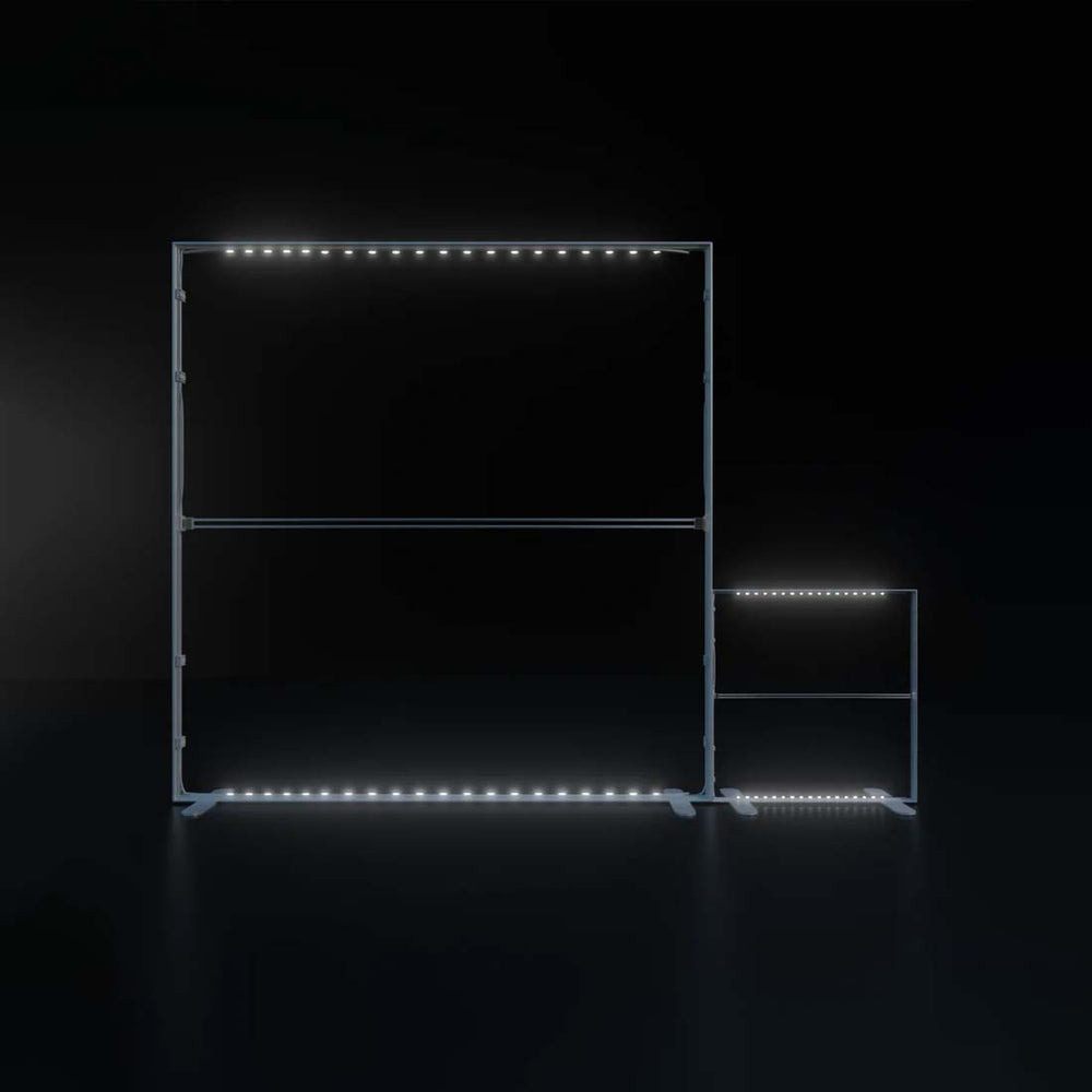 3x3m Backlit SEG Booth Kit with Tall & Short Lightbox Walls