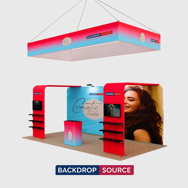 3x6m Booth Kit with 2 L-Shape TV Towers & Hanging Banner