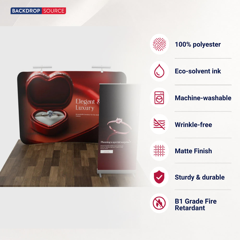 3x3m Trade Show Booth Kit with Backwall & Roll-Up Banner Stand