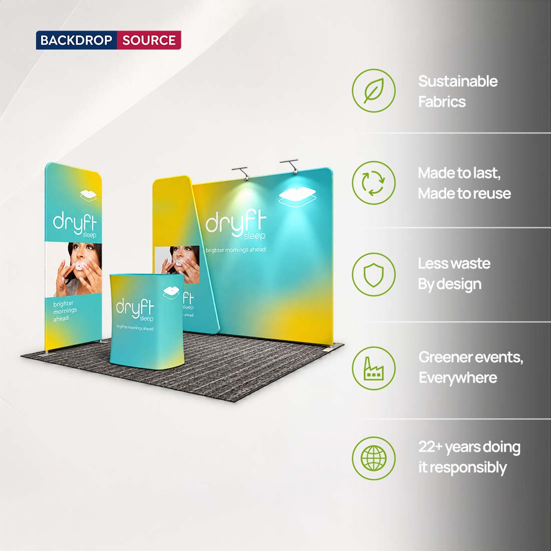 3x3m Booth Kit with Straight Wall, Overlap Stand & Banner