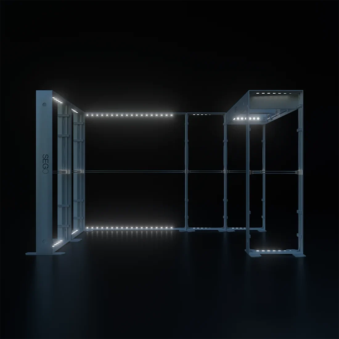 4.5x3m Backlit SEG Booth Kit with L-Arches & 4 Sidewalls