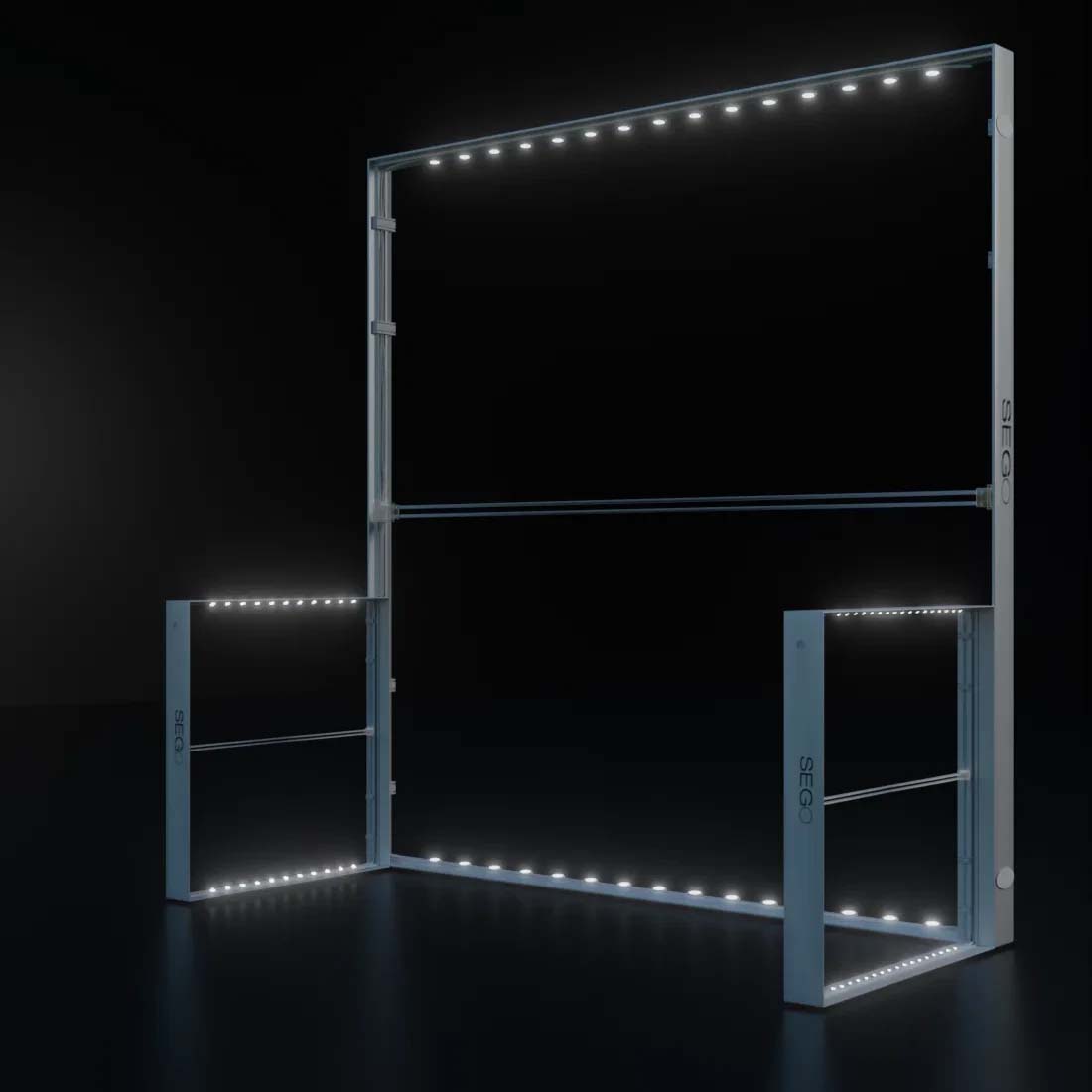 3x3m Backlit SEG Three-Wall Booth Kit with 2 Sidewalls