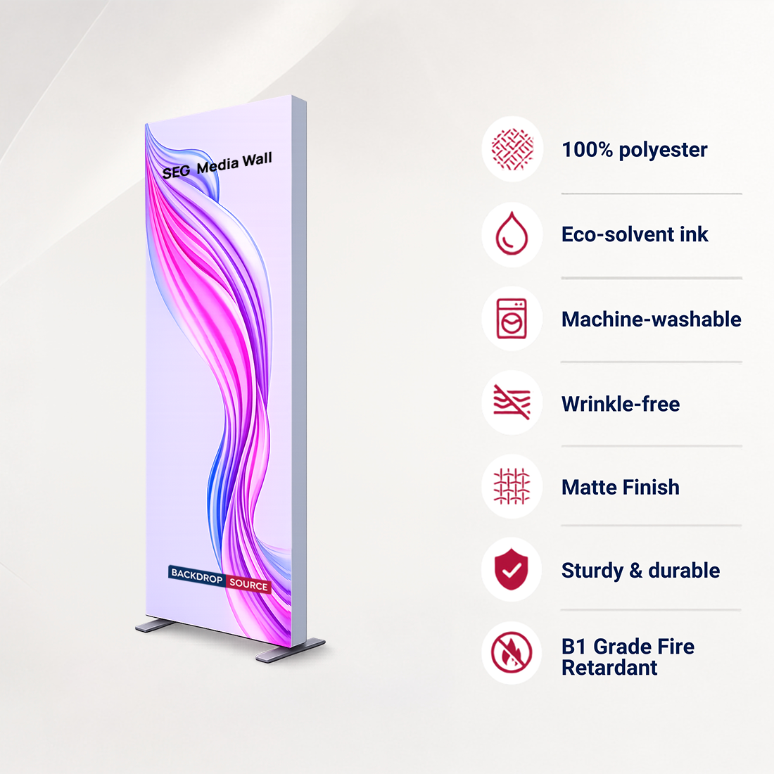 SEG Fabric Media Wall - 0.85m W x 2m H