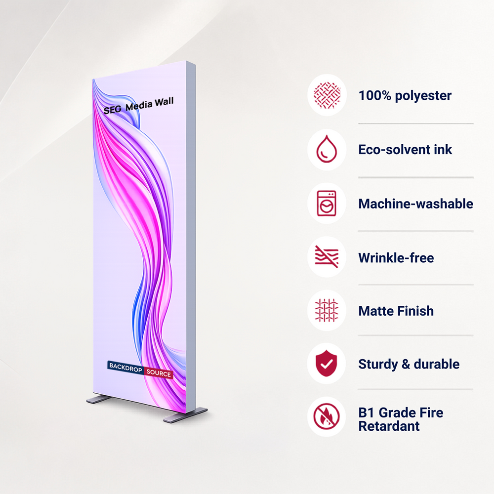 Non-Backlit SEG Fabric Media Wall - 0.85m W x 2m H