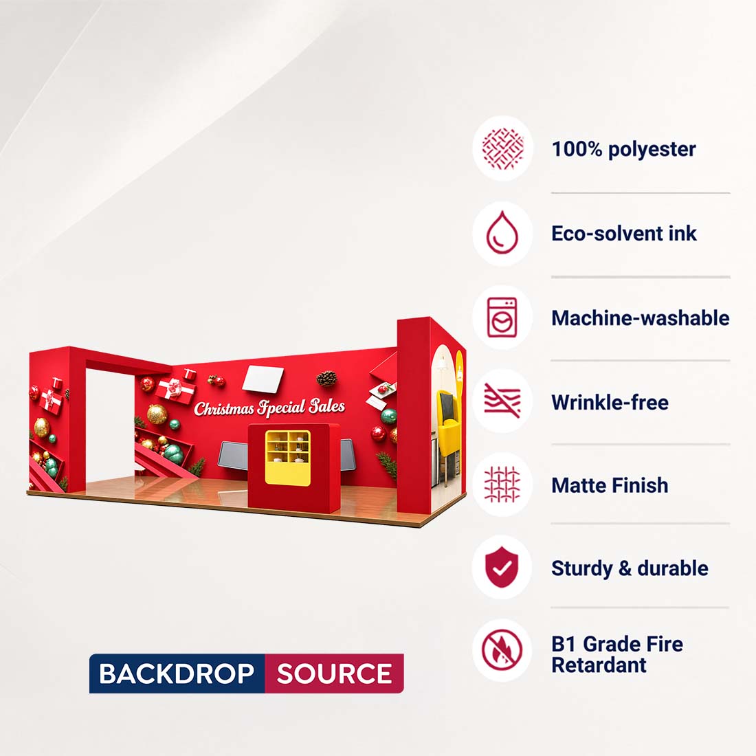 3x6m 3D Media Wall Booth Kit with L-Shape Corner & Counter