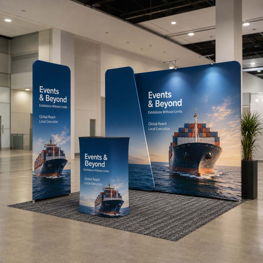 3x3m Booth Kit with Straight Wall, Overlap Stand & Banner