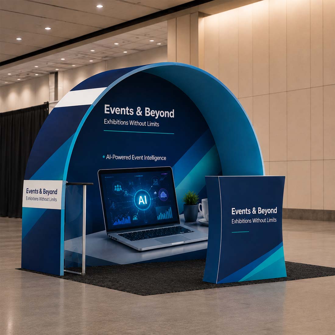3x3m Round Arch Booth Kit with Shelving & Counter