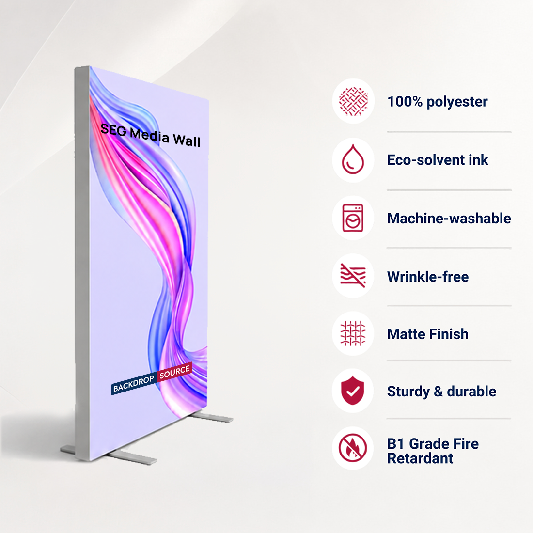 SEG Fabric Media Wall - 1.2m W x 2m H