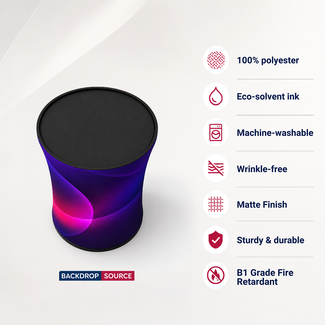 Backlit Fabric Round Pop Up Counter