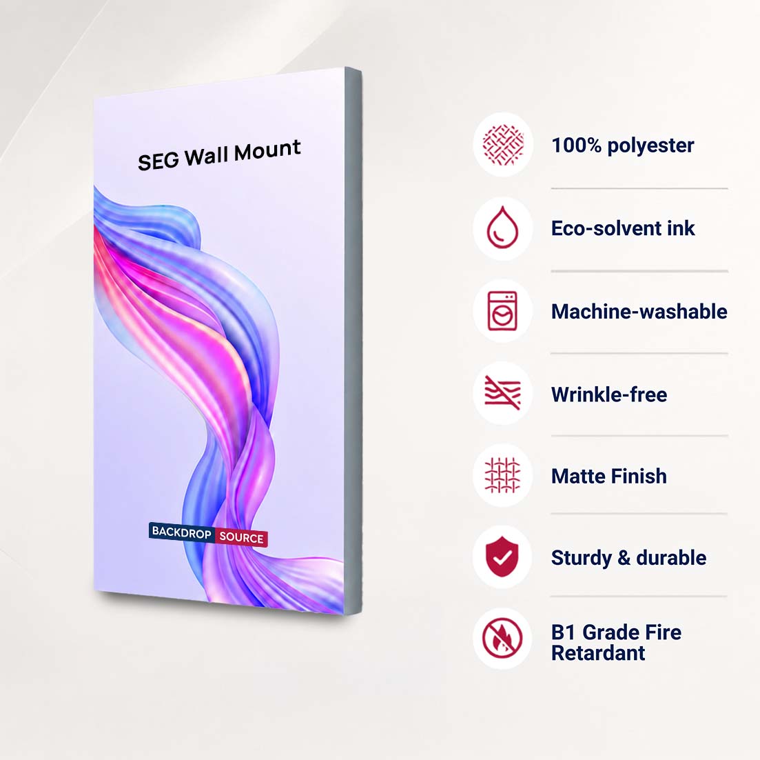 Non-Backlit Wall-Mounted SEG Fabric display - 20mm Depth