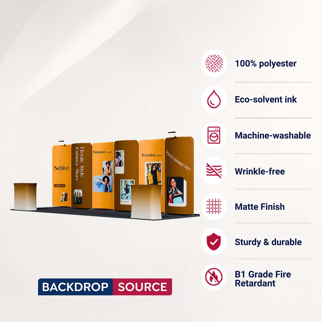 3x6m Magnetic Curved Wall Booth Kit with 2 Counters