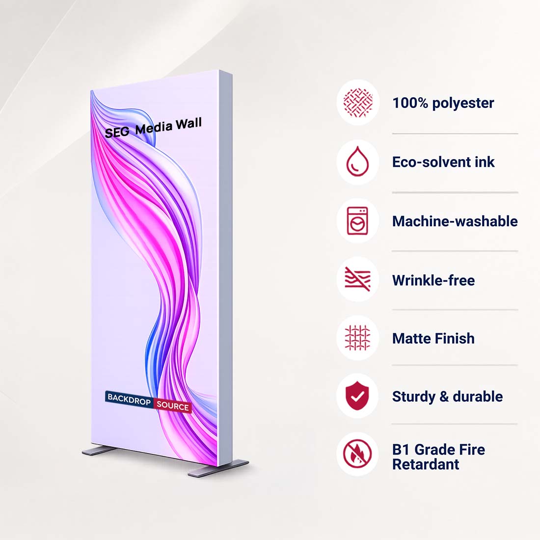 Non-Backlit SEG Fabric Media Wall - 1m W x 2m H
