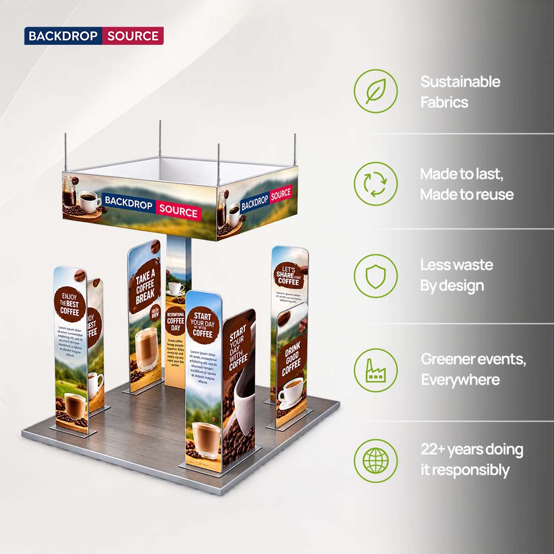 3x3m Magnetic Wall Booth Kit with 4-Sided Hanging Banner