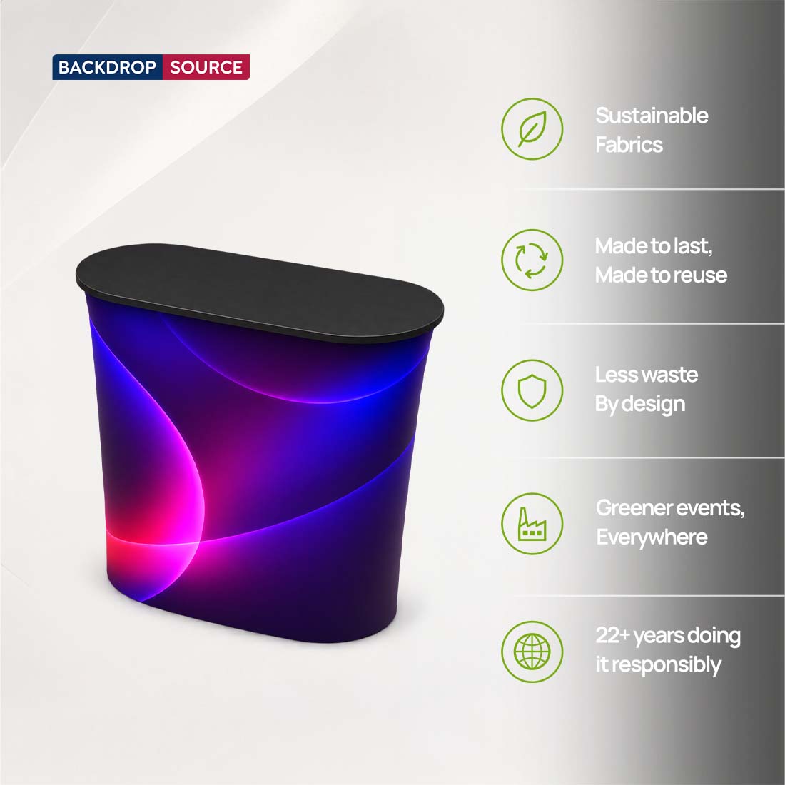 Fabric Velcro Pop Up Counter 1 x 2
