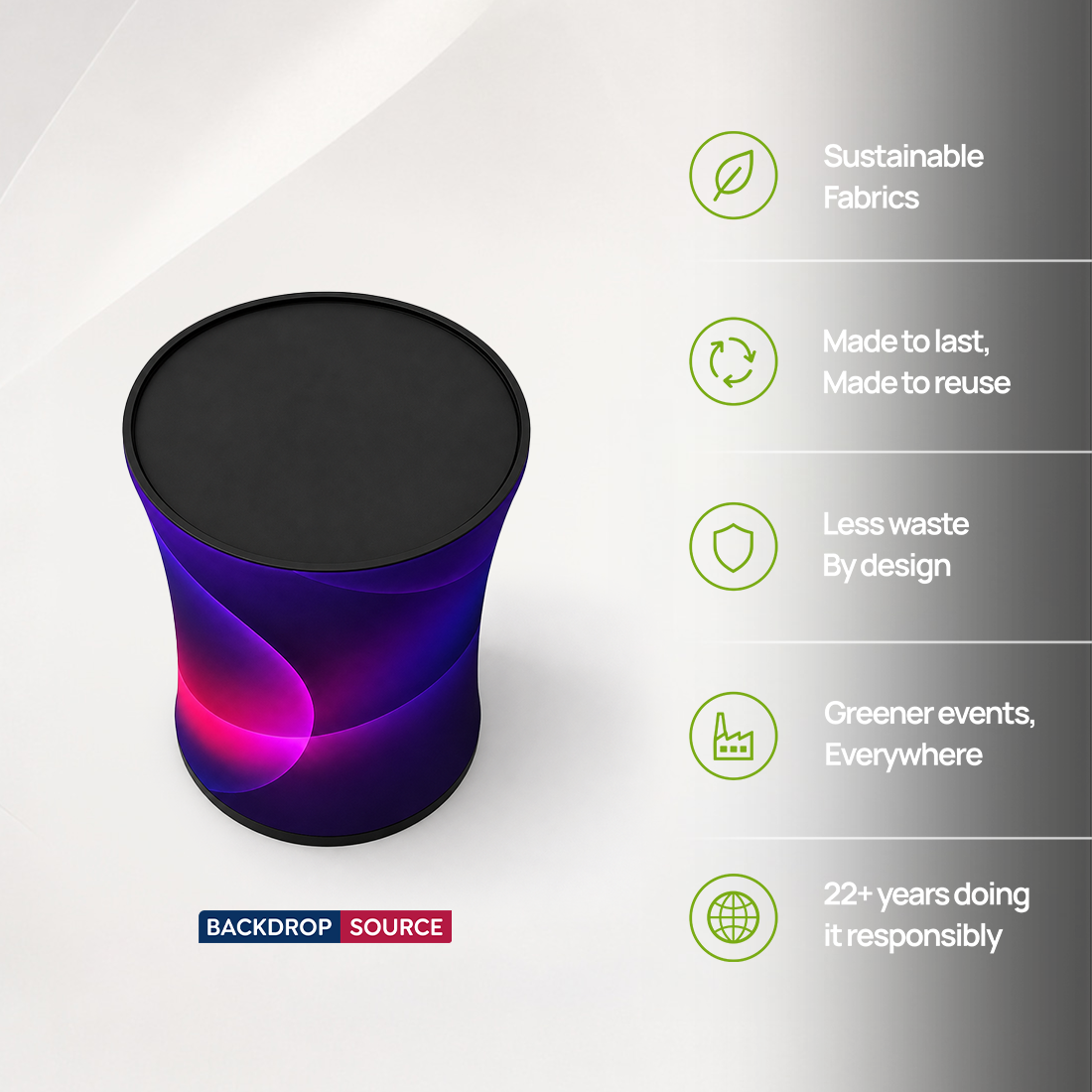 Backlit Fabric Round Pop Up Counter