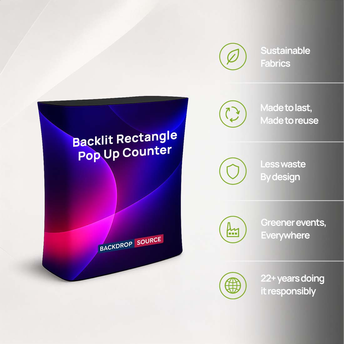 Backlit Fabric Rectangle Pop Up Counter