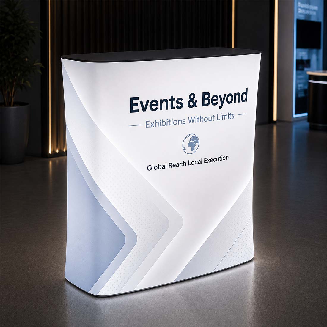 Backlit Fabric Rectangle Pop Up Counter