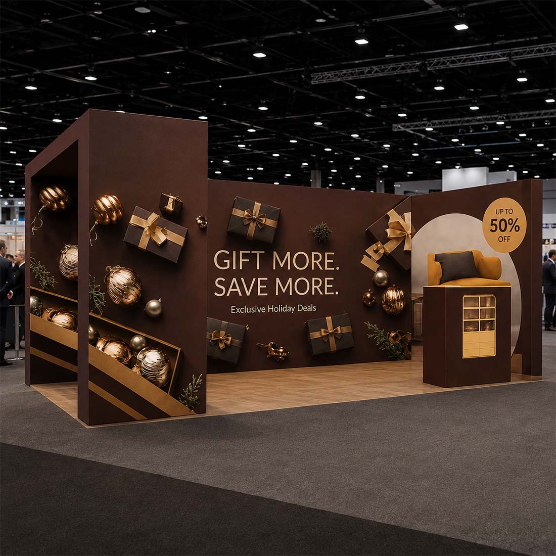 3x6m 3D Media Wall Booth Kit with L-Shape Corner & Counter