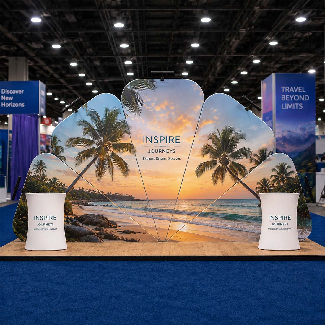 3x6m Petal Wall Booth Kit with 2 Oval Counters