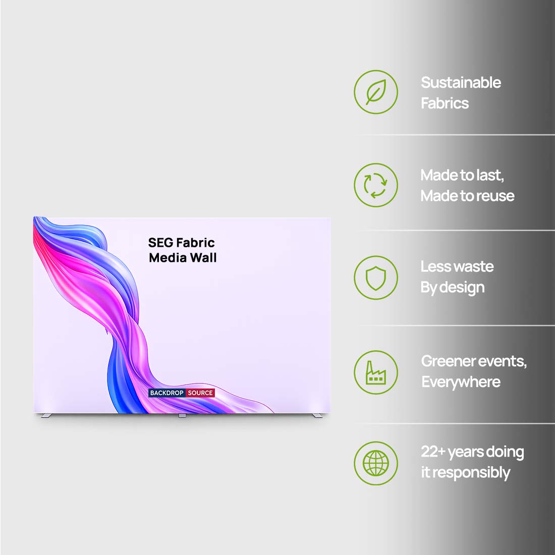 SEG Fabric Media Wall - 4m W x 2.5m H