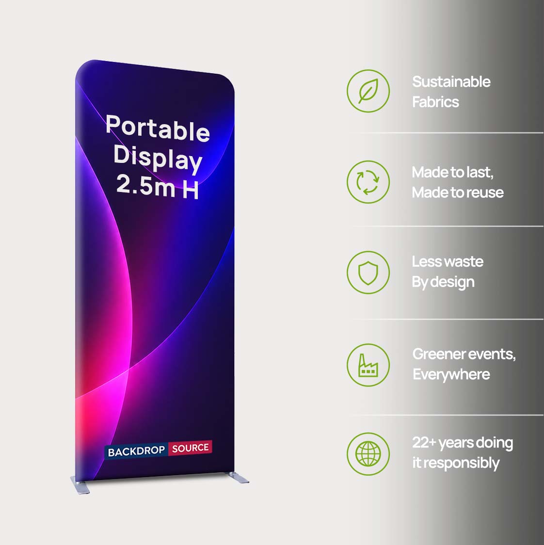 Portable 2.5m H High Fabric Exhibit Display