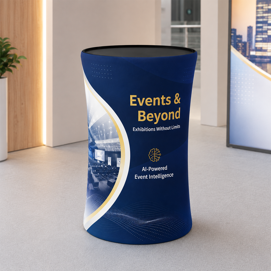 Backlit Fabric Round Pop Up Counter