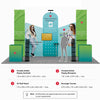 3x6m Booth Kit with Inclined Walls, 3D Shelf Stands & 2 Counters
