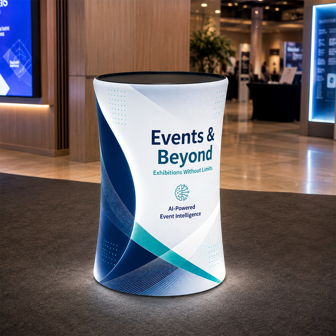 Backlit Fabric Round Pop Up Counter