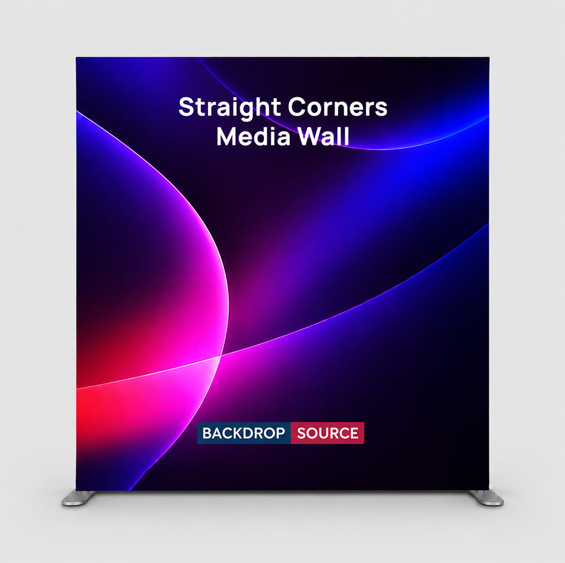 Portable Straight Fabric Media Wall – Square Corners