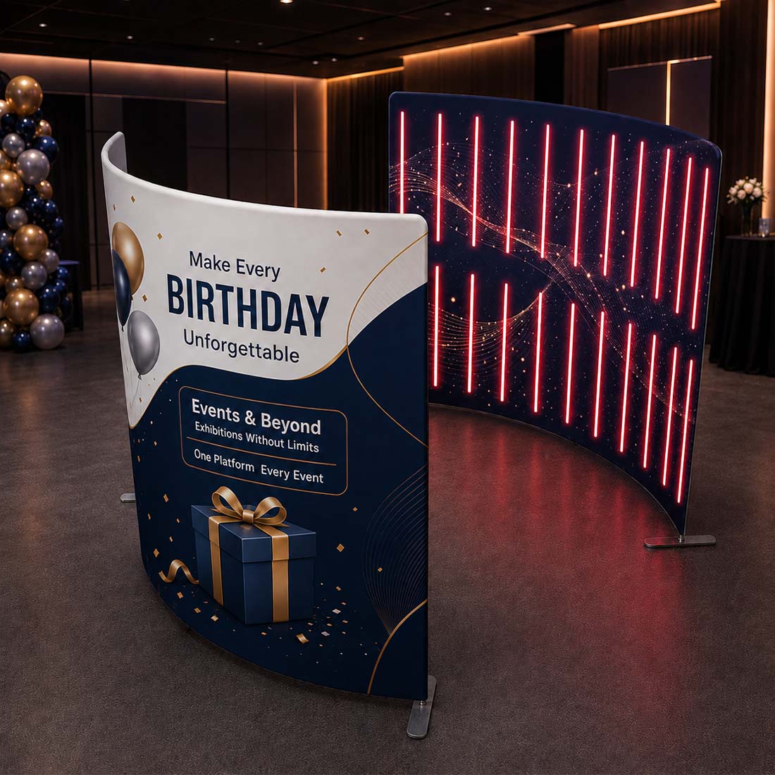 Custom Printed 360° Spinner Booth Enclosure Backdrop with LED Light