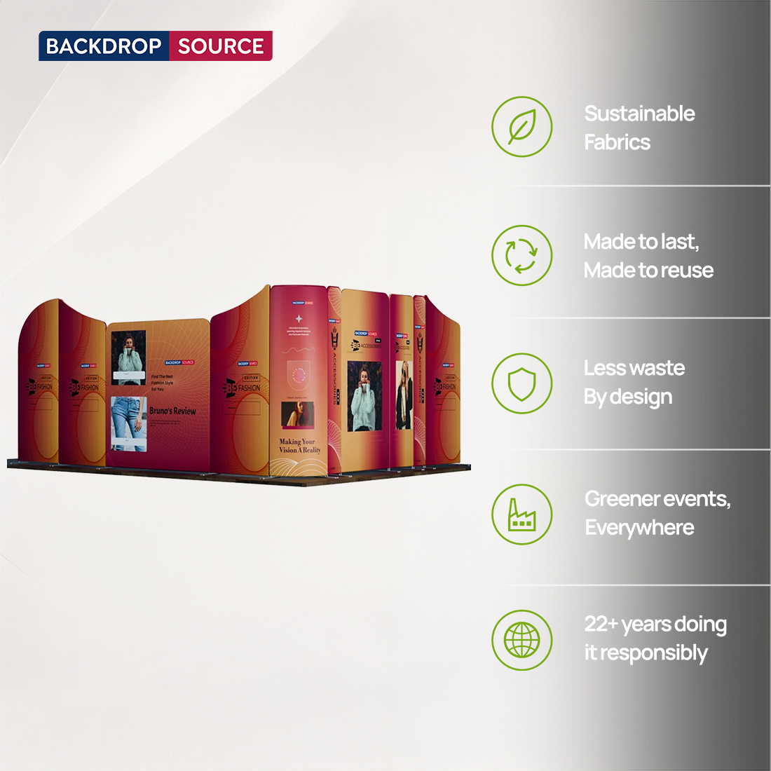 Magnetic Fabric Booth Display - Model 5 (5m x 5m)