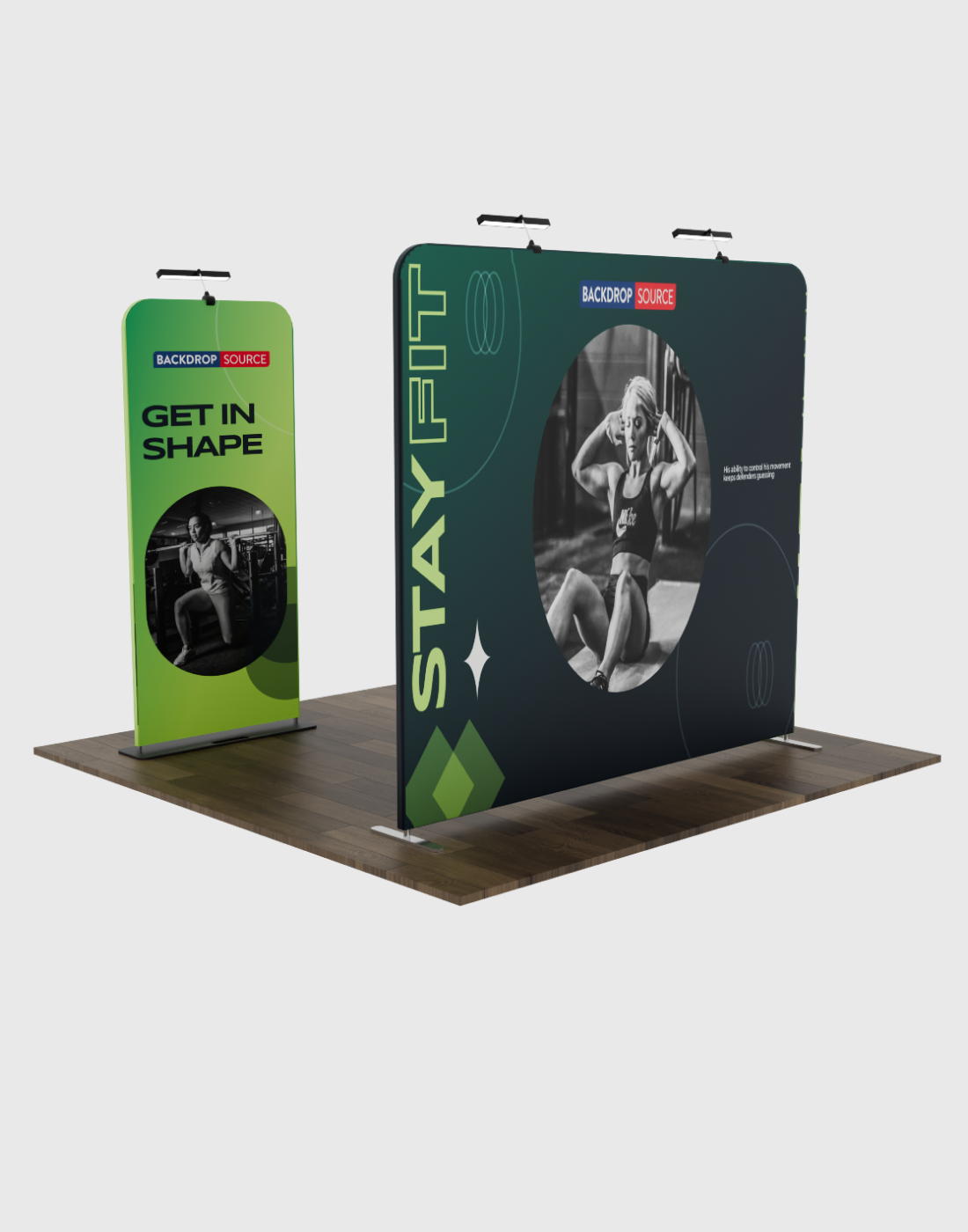 EZ Exhibit Essentials:3mx3m Booth Kit with Backwall and Banner Stand.