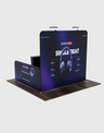 Ultimate 3mx3m Booth Kit with Backwall, Side Walls, Counter, and Lights.