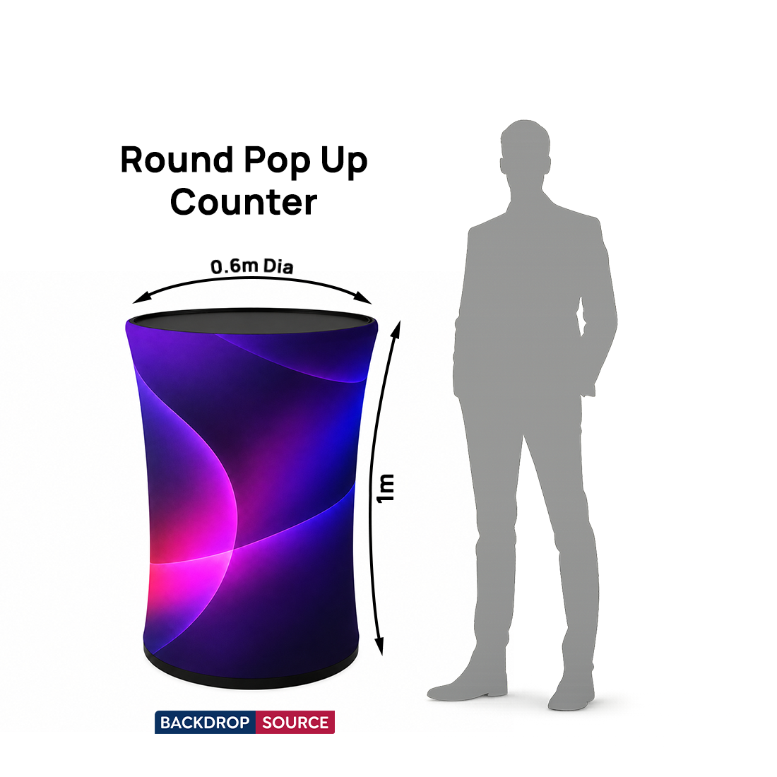 Backlit Fabric Round Pop Up Counter