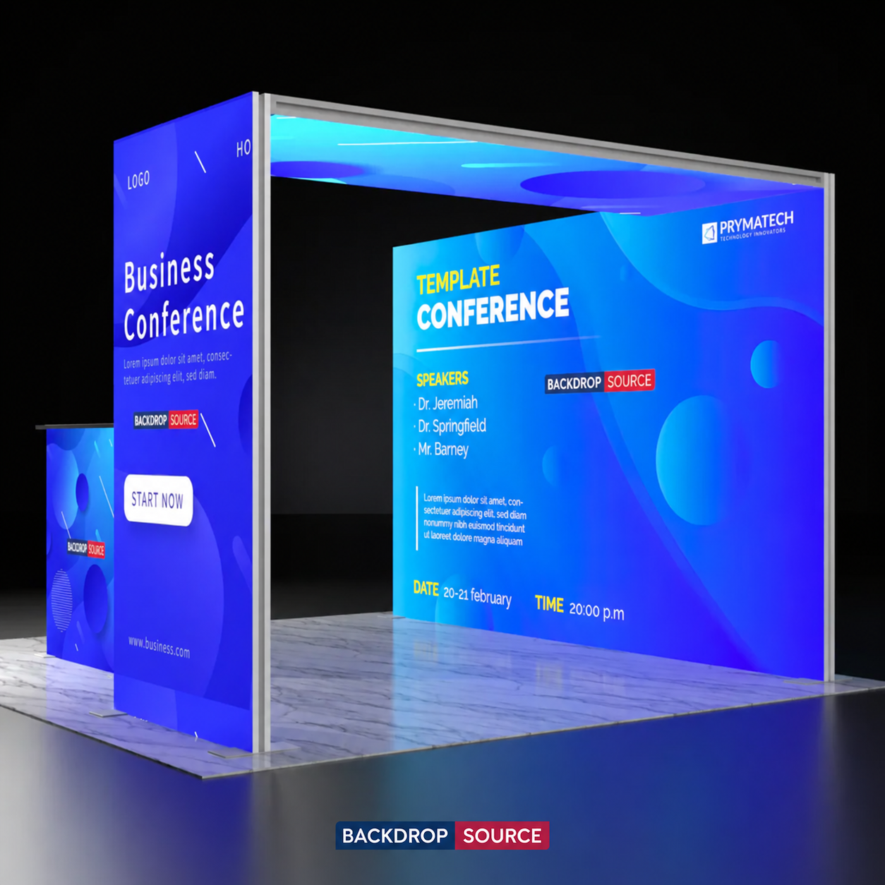 Backlit SEG Booth Kit with L-Arch Backwall & Lightbox Counter