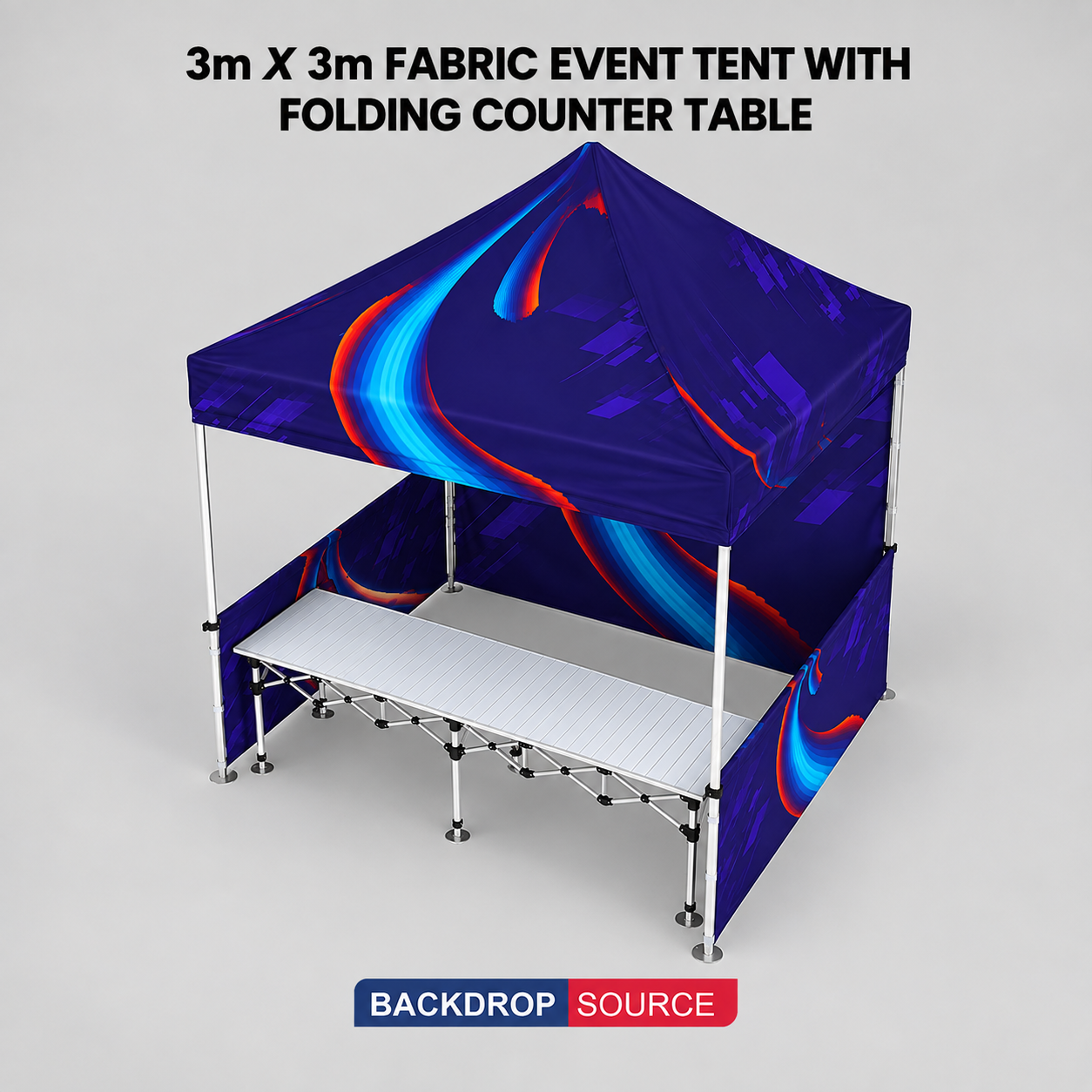 3m x 3m Fabric Event Tent with Folding Counter Table