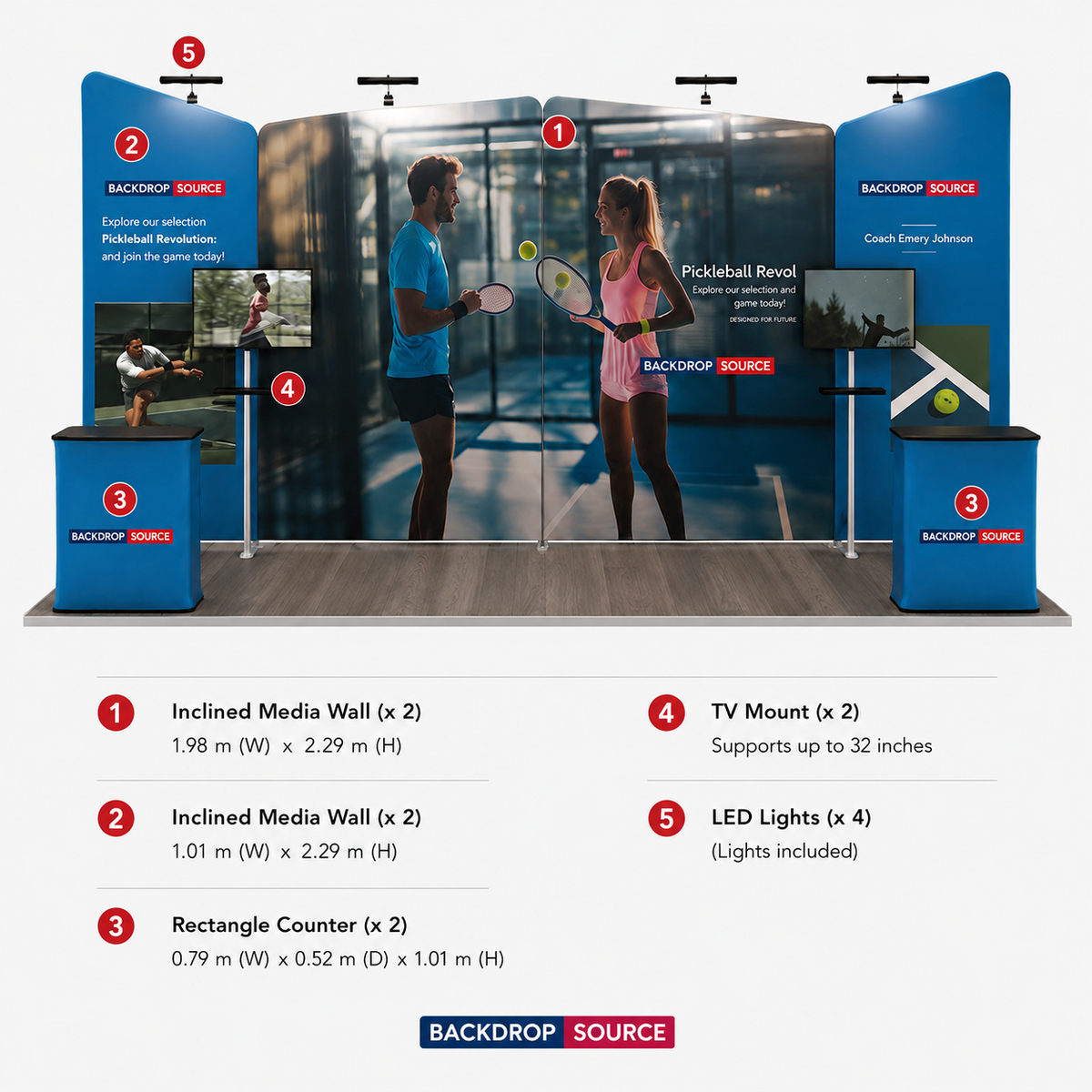 6x3m Booth Kit with Four Inclined Walls & 2 Counters