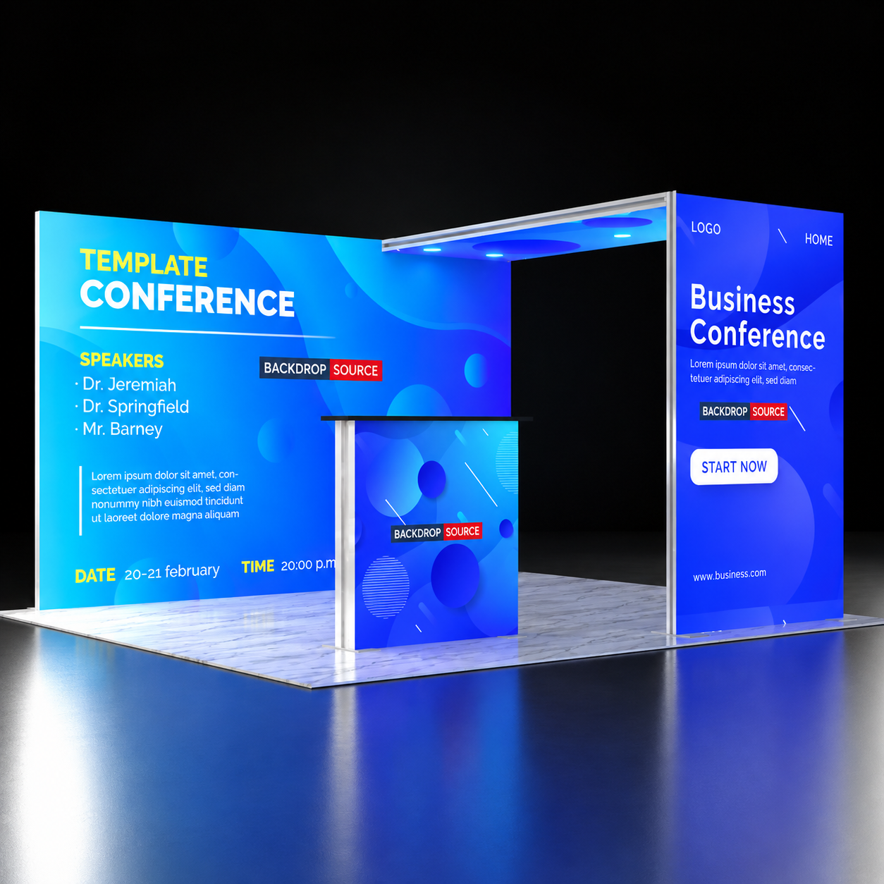 Backlit SEG Booth Kit with L-Arch Backwall & Lightbox Counter