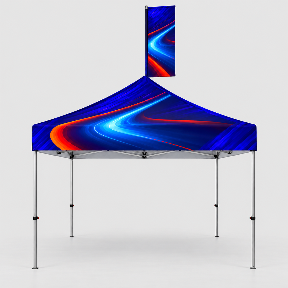 10x10 Canopy Tent with Peak Flag Kit